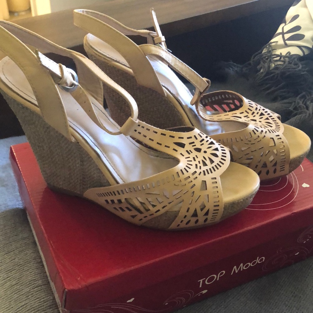 Beige wedges